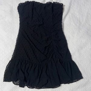 Strapless black mini dress